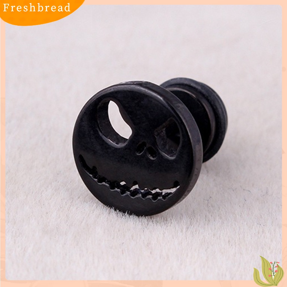 &lt; Freshbread &gt; 1Pc Pria Wanita Halloween Tengkorak Baja Titanium Ear Stud Earrings Piercing Perhiasan