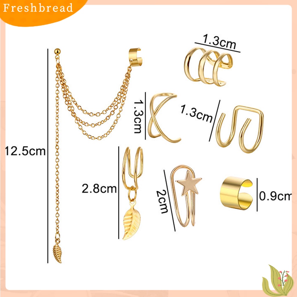 &lt; Freshbread &gt; 7Pcs/Set Anting Motif Bintang Aneka Memakai Paduan Bentuk Daun Anting Klip Set Untuk Perjamuan