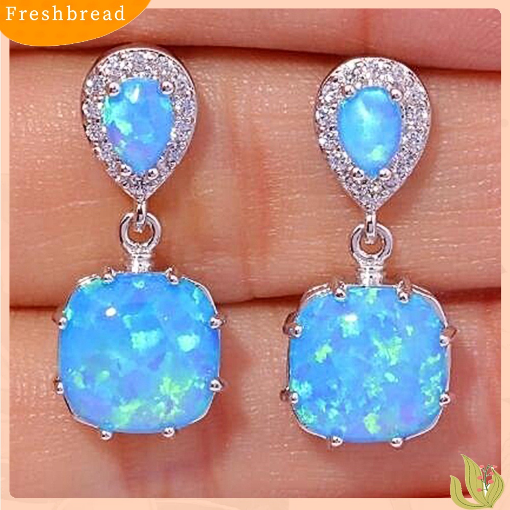 &lt; Freshbread &gt; Fashion Wanita Opal Hias Liontin Telinga Stud Earrings Pesta Perhiasan Aksesori