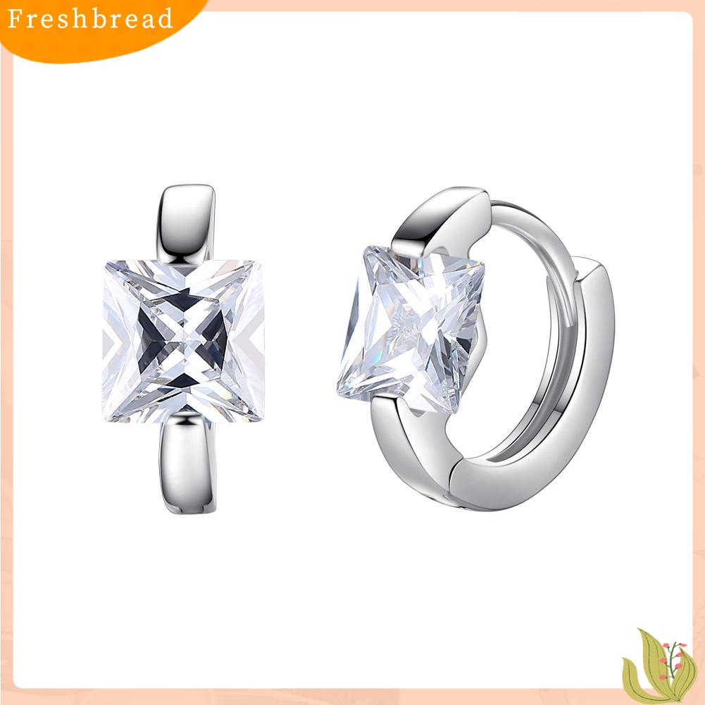 &lt; Freshbread &gt; Fashion Wanita Cubic Zirconia Hias Huggie Anting Hadiah Perhiasan Pesta Pernikahan