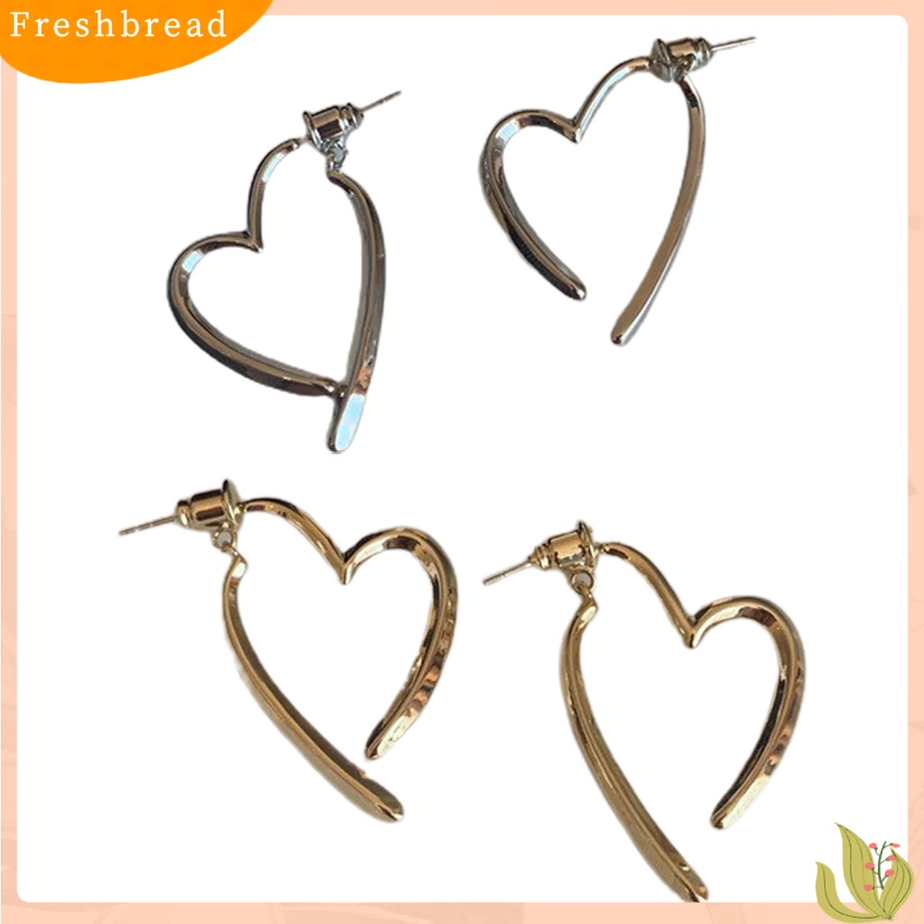 < Freshbread > 1pasang Anting Pejantan Dipoles Electroplating Minimalis Gaya Perancis Cinta Hati Wanita Menjuntai Anting Perhiasan Fashion