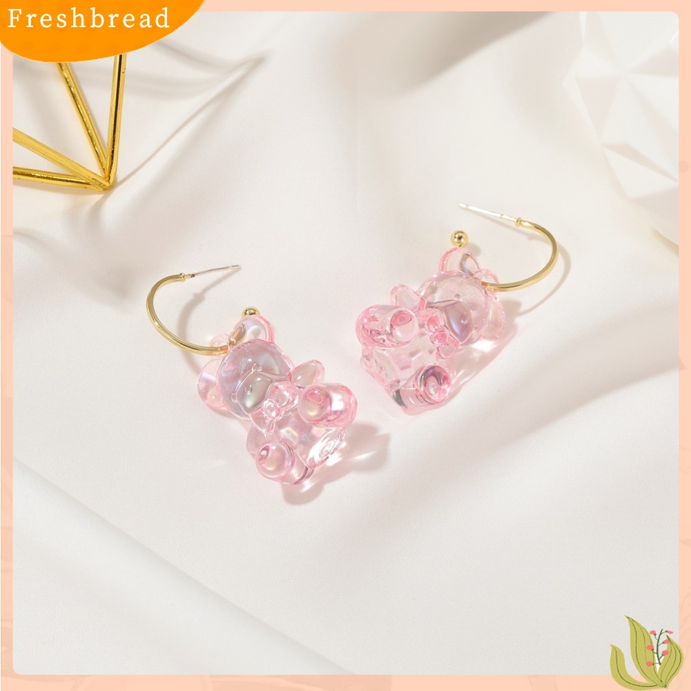 &lt; Freshbread &gt; Wanita Indah Desain Beruang Tiga Dimensi Transparan Anting Perhiasan Hadiah