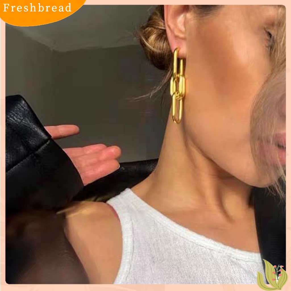 &lt; Freshbread &gt; 1pasang Menjuntai Anting Persegi Panjang Liontin Rantai Retro Berkilau Pengerjaan Halus Dekorasi Kepribadian Vintage Berlian Imitasi Niche Stud Earrings Perhiasan Aksesori