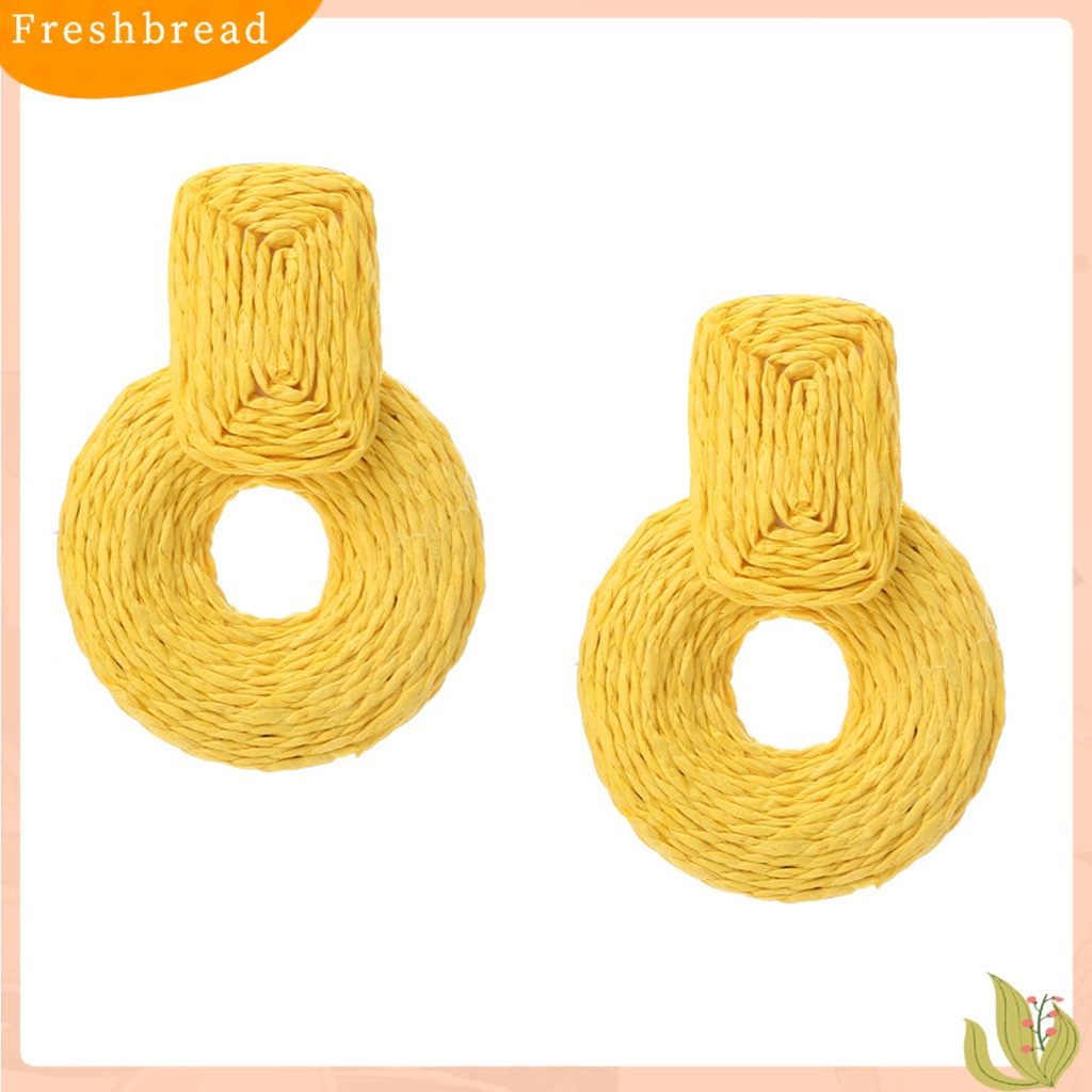 < Freshbread > 1pasang Anting Wanita Bentuk Bulat Warna Senada Perhiasan Gaya Liburan Lingkaran Untuk Pantai