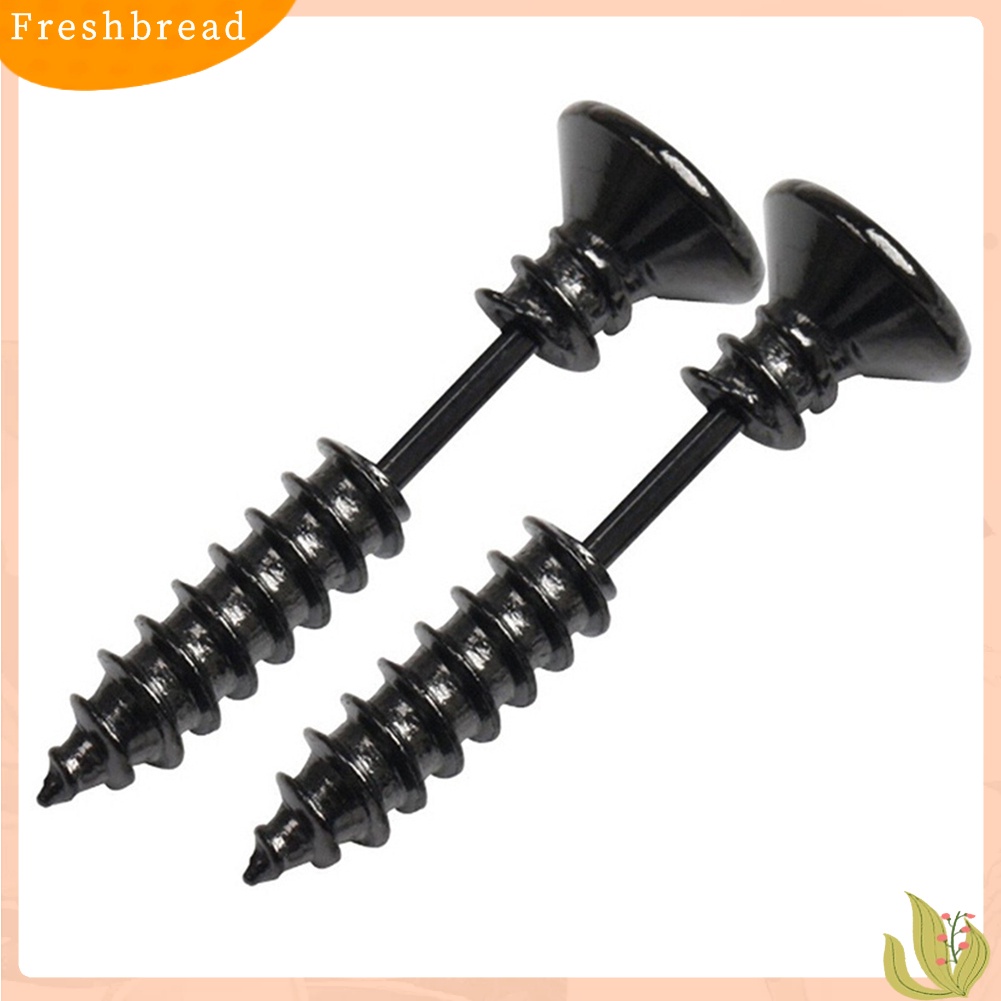 &lt; Freshbread &gt; 1pasang Punk Gothic Fashion Unisex Perhiasan Anting Pejantan Sekrup Stainless Steel