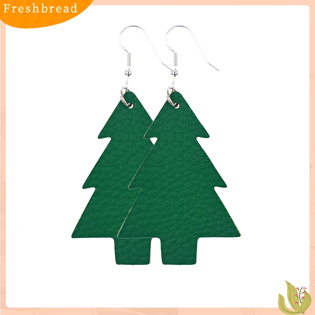 &lt; Freshbread &gt; 2pasang Wanita Modis Pohon Natal Eardrop Kait Anting Perhiasan Aksesori