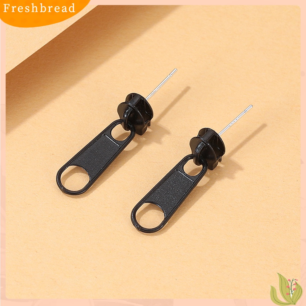 < Freshbread > 1pasang Anting Tusuk Resleting Bentuk Perhiasan Lapis Kartun Warna Permen Ear Studs Untuk Pesta