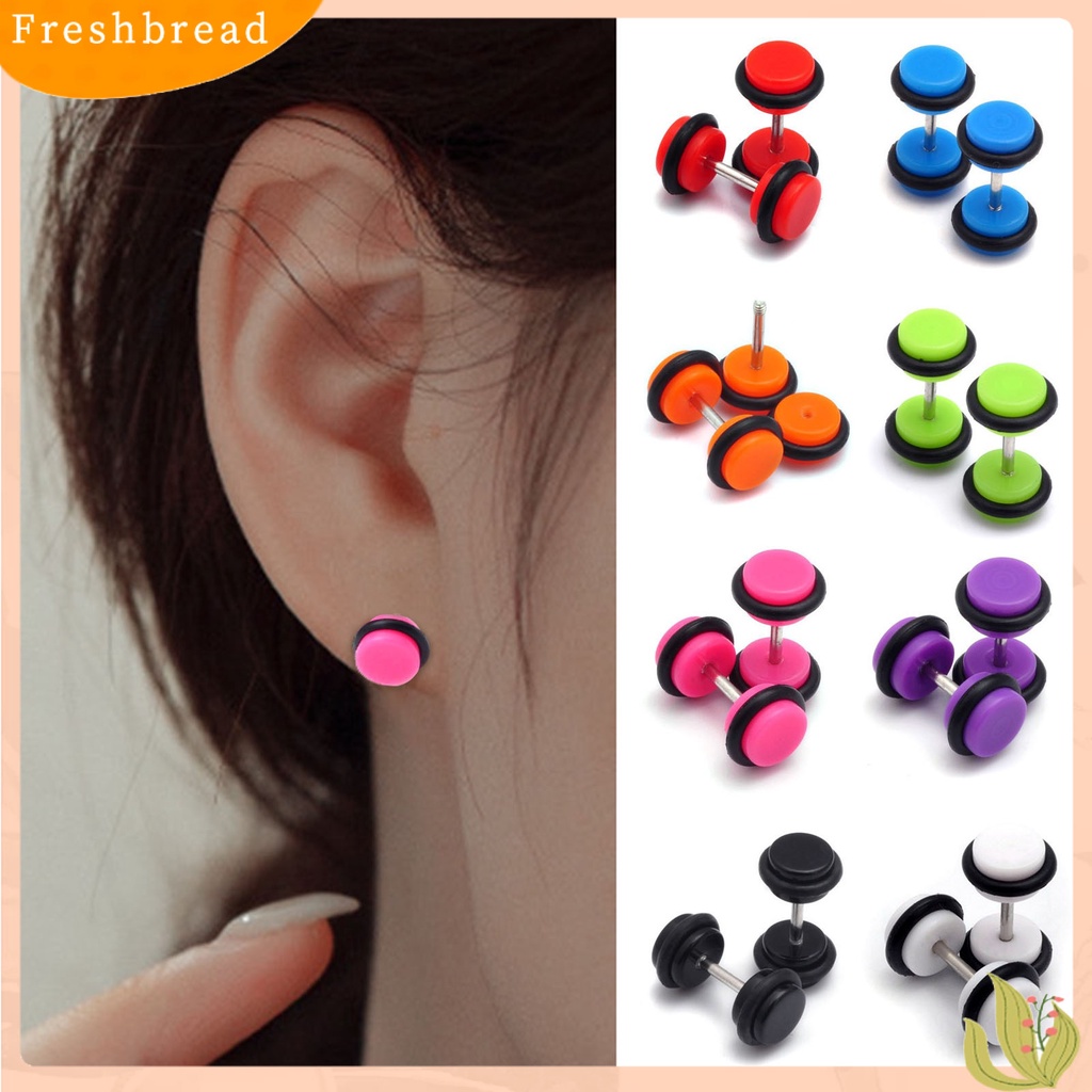 &lt; Freshbread &gt; 1Pc Stud Earring Mini Realistis Geometris All-match Anti Luntur Hias Hadiah Lady Gadis Bulat Barbel Telinga Stud Fashion Perhiasan Tindik Aksesoris