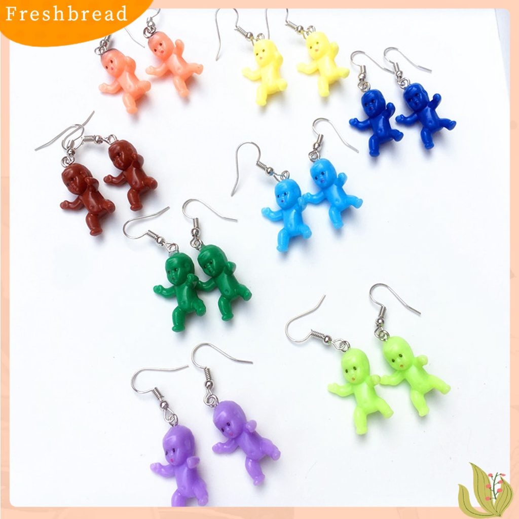 &lt; Freshbread &gt; 1pasang Anting Menjuntai Mini Realistis Buatan Tangan Hias All-match Aksesoris Baby Shower Hadiah Wanita Baby Doll Liontin Drop Earrings Klip Telinga Untuk Pakaian Sehari-Hari