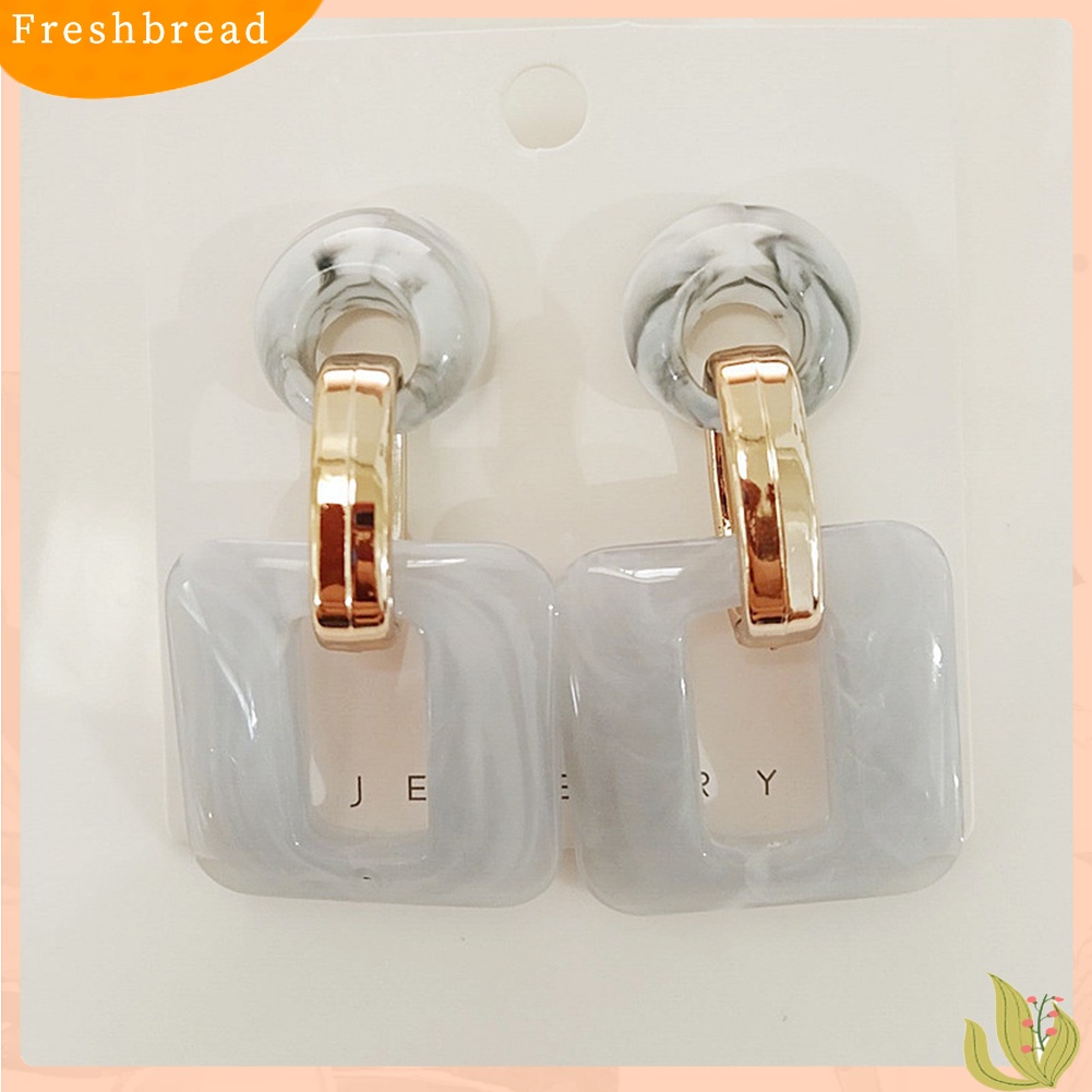 &lt; Freshbread &gt; Boho Wanita Bulat Kotak Berongga Geometris Menjuntai Telinga Stud Anting Perhiasan Hadiah