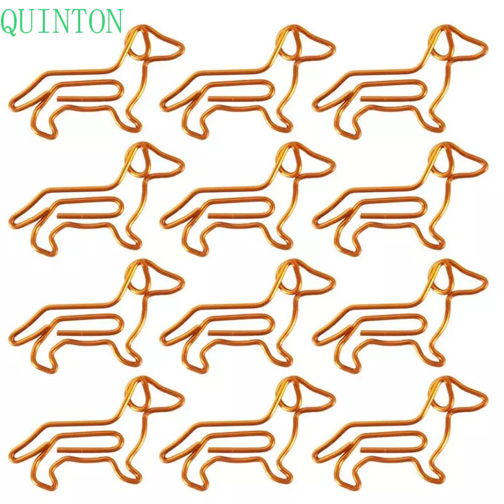 QUINTON Animal Shape Dachshund Creative Bookmark Clip Paper Clips Paper Clamps Cute Customization Cartoon Special-shaped Golden Gold Paper Clip