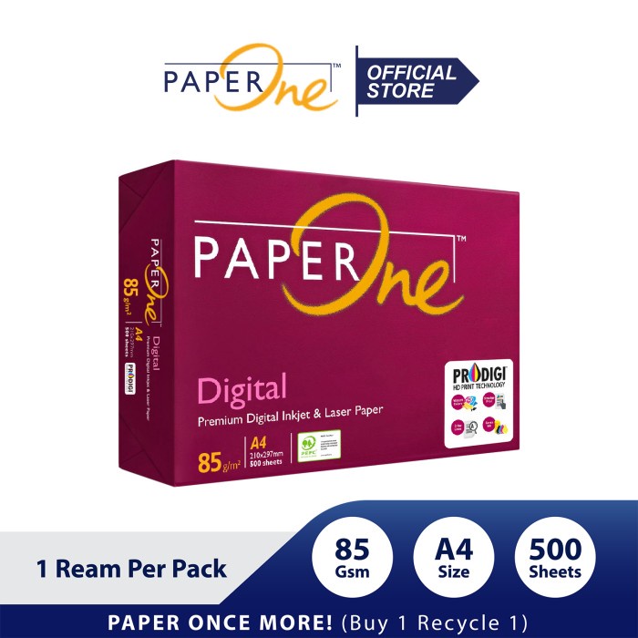

PaperOne Kertas A4 85gr Digital 1 Rim (500 lembar) Kertas HVS