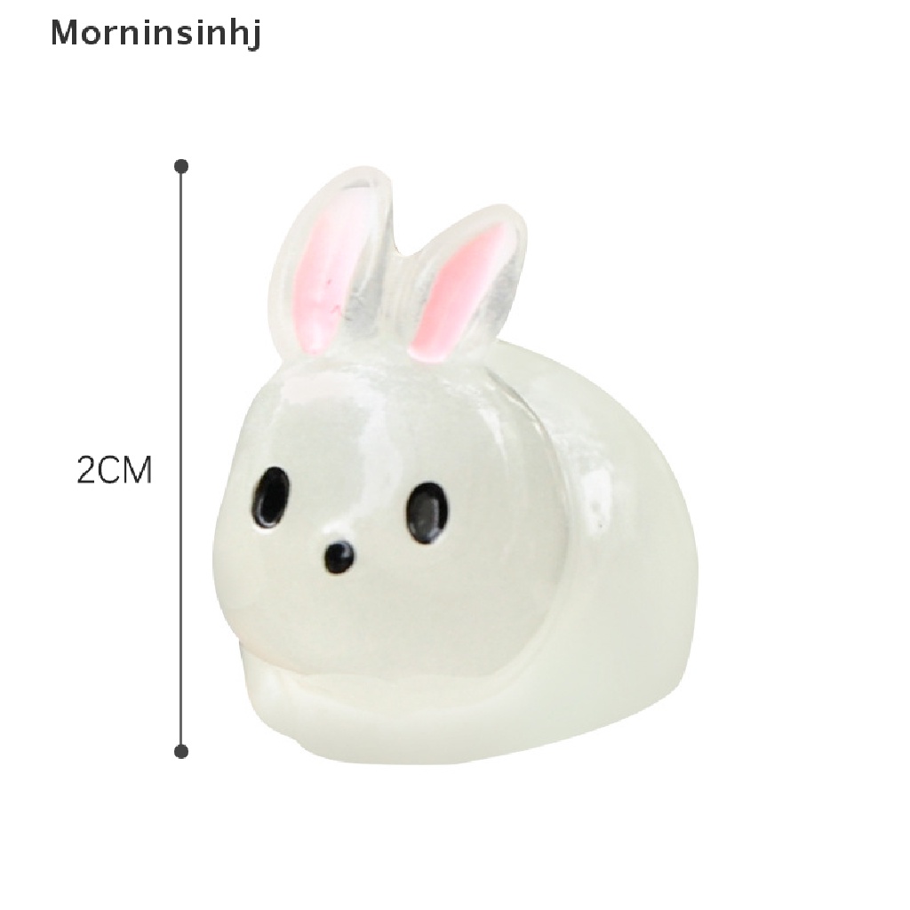 Mornin 5Pcs Boneka Kelinci Putih Mini Bercahaya Lanskap Mikro DIY Lansekap Hias Resin Ornamen id