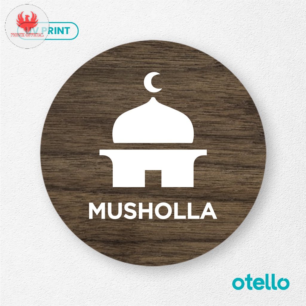 Signage Musholla Sign Board Kayu Label Papan Nama Masjid Mushola Plang Tulisan Label Ruangan