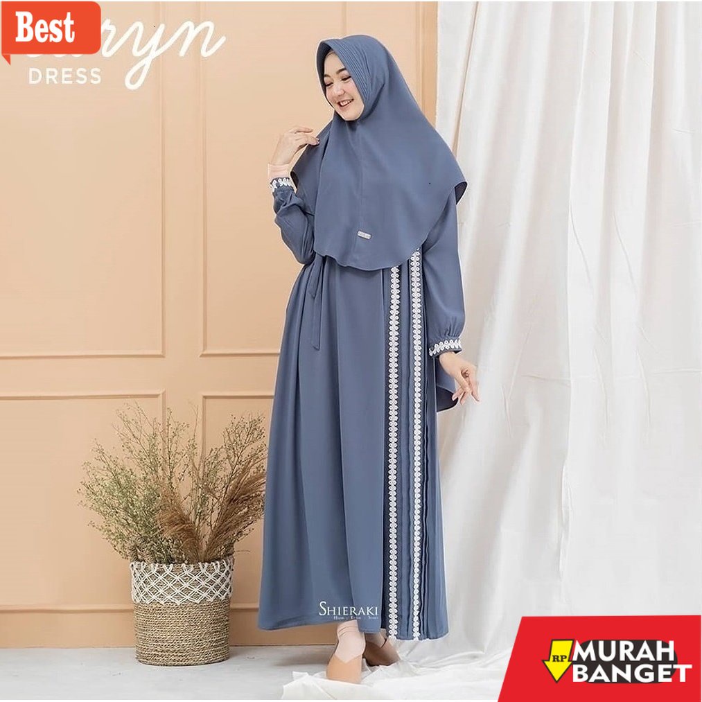 GAMIS SIZE BESAR TERBARU- Denada Syari Set Hijab Baju Gamis Jumbo Free Jilbab M L XL XXL 3XL 4XL Mod