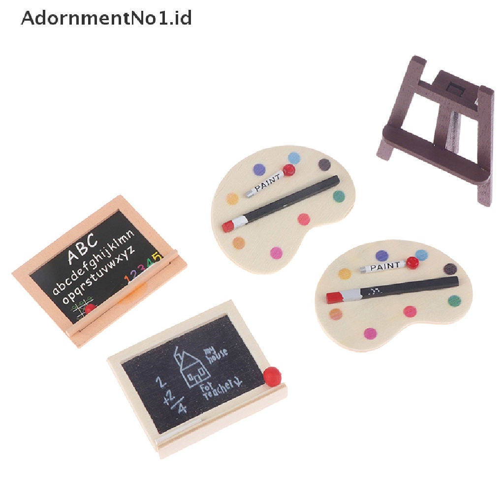 [AdornmentNo1] 1pc Papan Hitam/Palet/Kuda-Kuda Mini Untuk Dekorasi Lanskap Mikro Rumah Boneka 1.12 [ID]