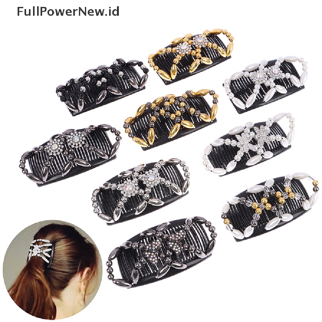 Power Wanita DIY Manik-Manik Berlian Imitasi Mengkilap Rambut Cakar Klip Hiasan Kepala Sanggul Ponytail Holder ID