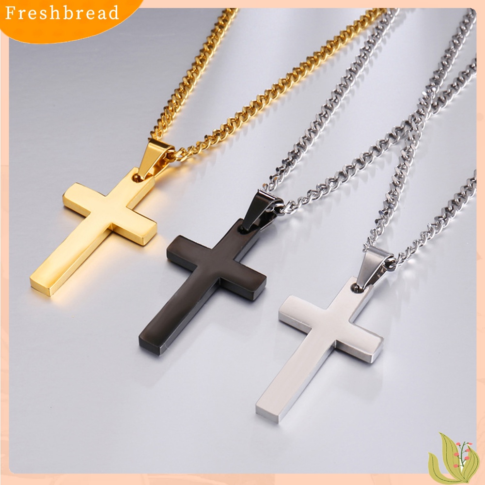 {In Stock} Fashion Pria Sederhana Liontin Salib Paduan Kalung Rantai Perhiasan Hadiah Hari Natal