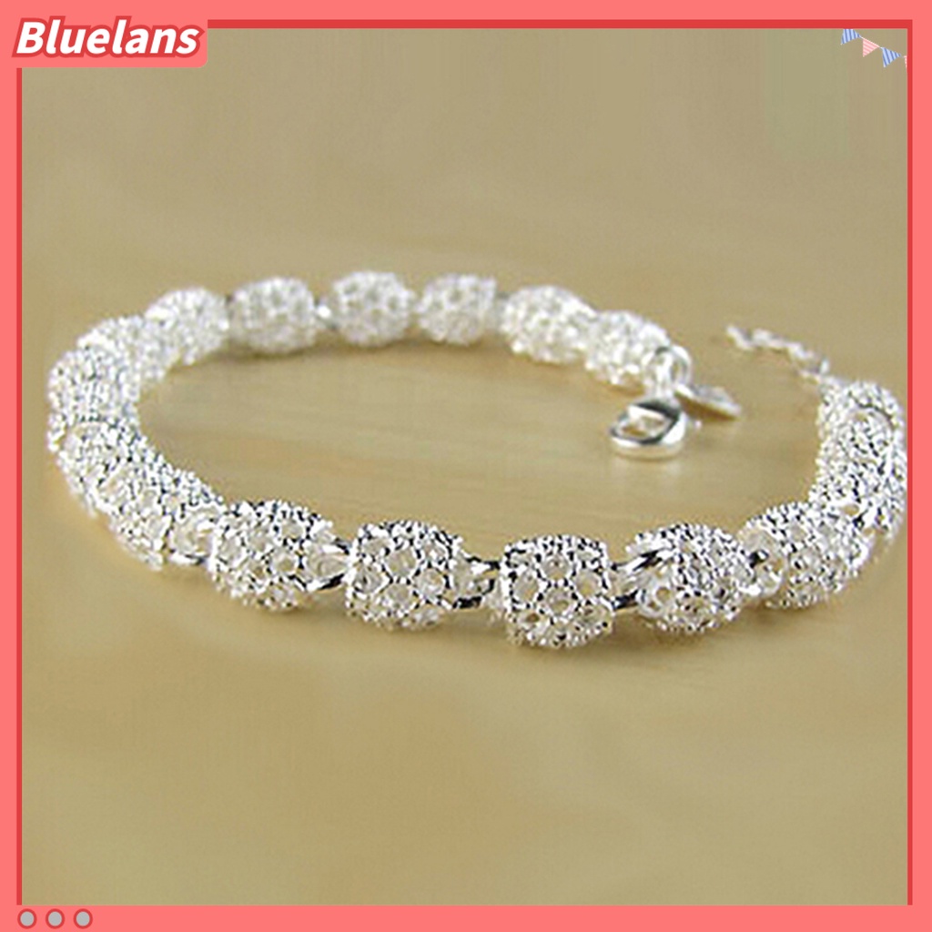 {In Stock} Gelang Elegan Anti Karat Wanita Rantai Bangle Bola Hollow Lapis Silver Untuk Travel