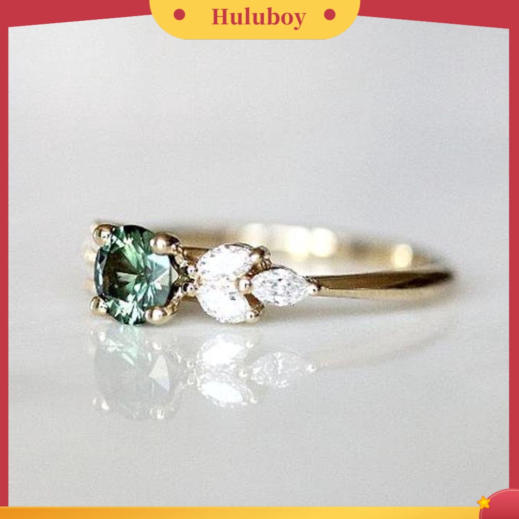 {Ready Stock} Lady Finger Ring Indah Berlian Imitasi Hijau Cubic Zircon Female Ring Untuk Pernikahan