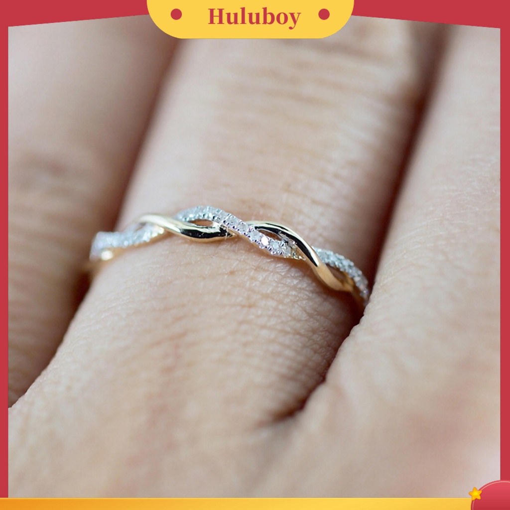 {Ready Stock} Cincin Wanita Bentuk Memutar Berlian Imitasi Hias Alloy Electroplate Finger Ring Jewelry Untuk Pertunangan