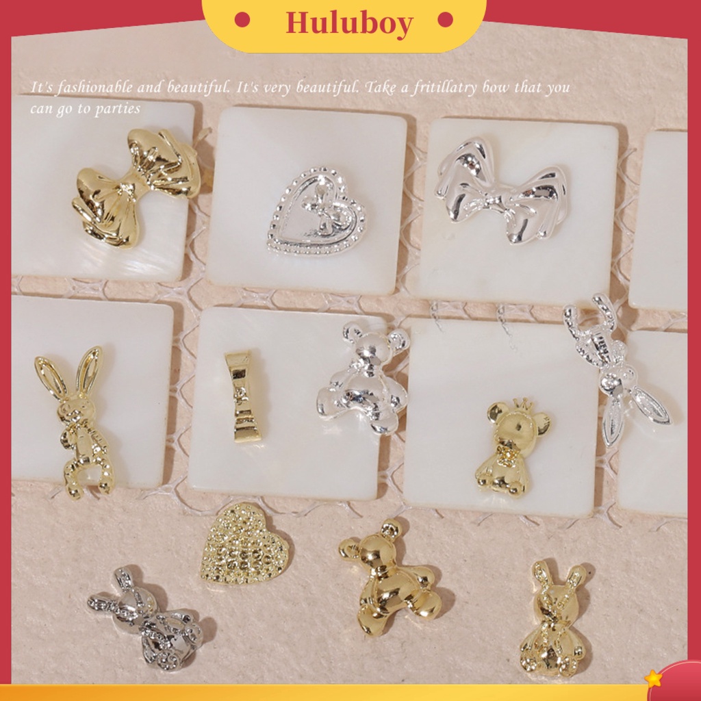 {In Stock} 10Pcs Hiasan Kuku Gloss Tidak Jatuh Tiga Dimensi DIY Mempesona Efek Visual Jantung Busur Beruang Kelinci Kuku Paduan Dekorasi Kuku Salon Pasokan