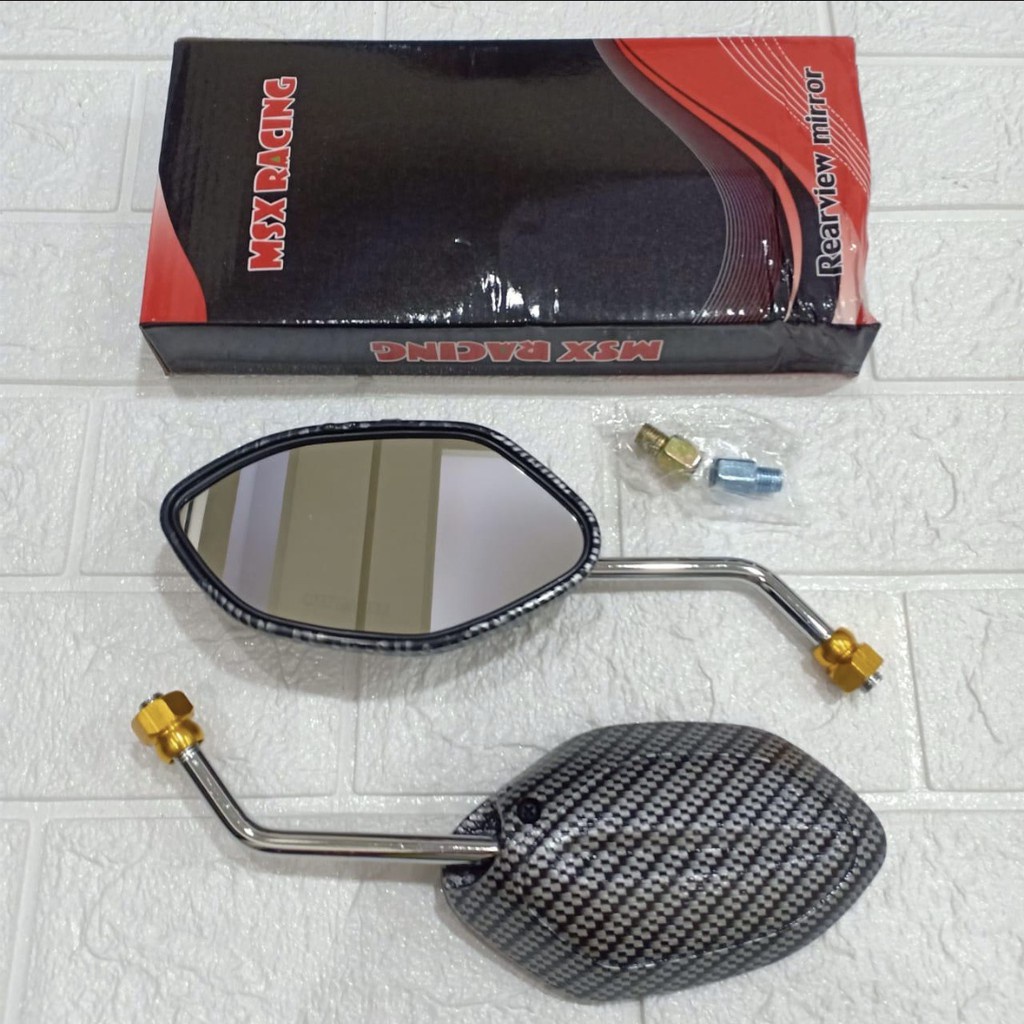 Spion Carbon Karbon Kecil Pendek Variasi Motor Honda Yamaha Mio Supra Beat Vario Scoopy Fino Diamond