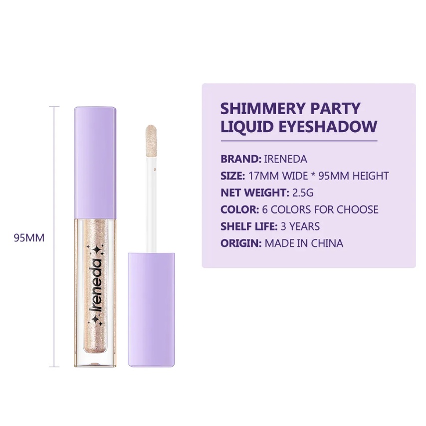 (READY &amp; ORI) IRENEDA Shimmery Party Glow Liquid Eyeshadow Glitter IR-E02
