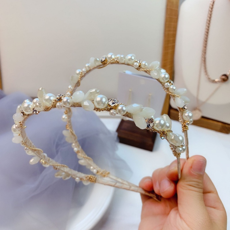 Musim Panas Retro Mutiara Putri Bando Hiasan Kepala Headband Aksesori Rambut