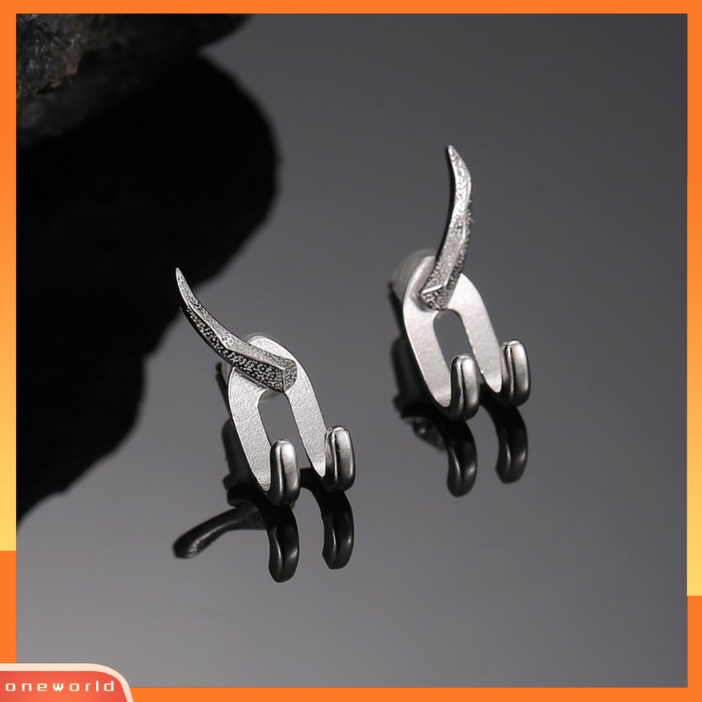 [OWR] Ear Studs Punk Hip Hop Dilepas 2-cakar Kait Kepribadian Hadiah Keren Gaya Sederhana Pria Anting Perhiasan Fashion