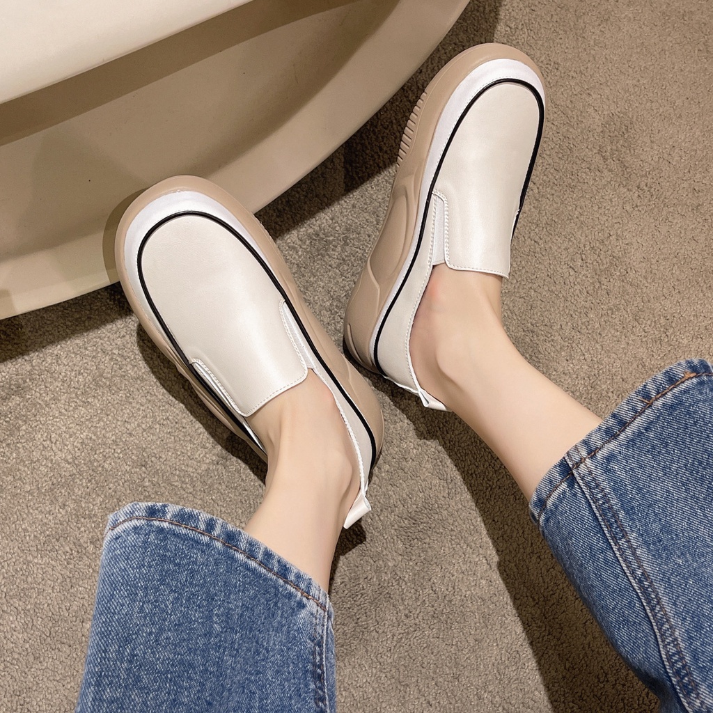 SHOEGALLERY LV0290 Sepatu Slip On Wanita Polos Kasual Gaya Korea Import