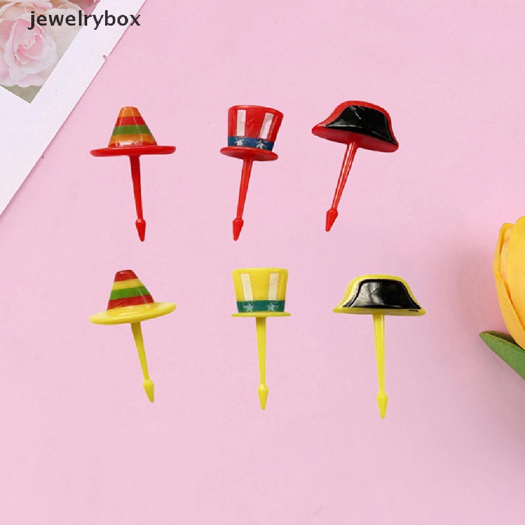 [jewelrybox] 1set Topi Kartun Lucu Anak Garpu Buah Plastik Bento Lunch Dessert Tusuk Gigi Butik