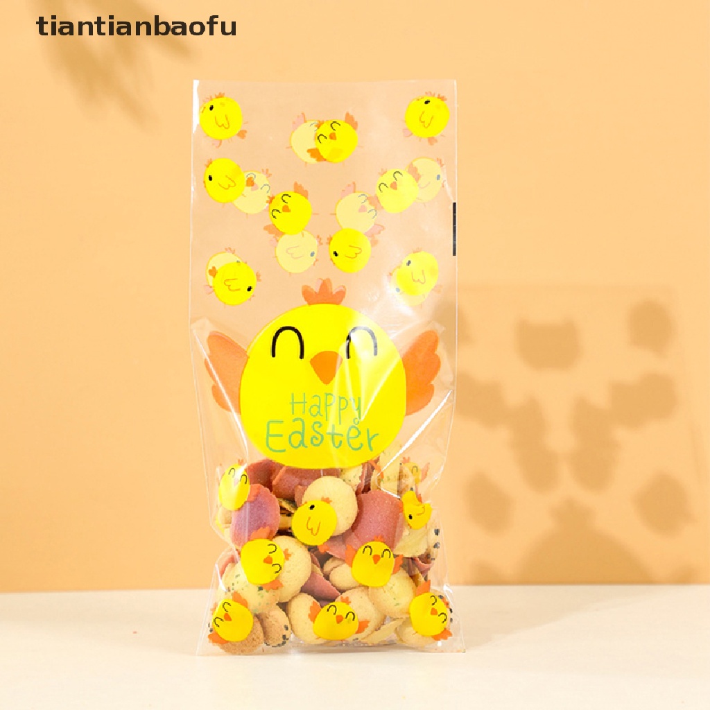 [tiantianbaofu] 50pcs Kantong Hadiah Paskah Dengan Dasi Kawat Telur Kelinci Kemasan Plastik Candy Bags Boutique