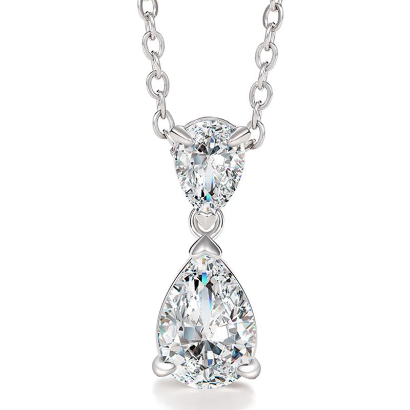 Kalung Liontin Kristal Cubic Zirconia Bentuk Pir Sederhana Dan Elegan Untuk Wanita Mewah Fashion Lady Perhiasan Pesta Pernikahan