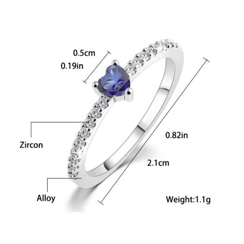 Goldkingdom Aksesoris Perhiasan Fashion Ready Stock Jantung Cincin Berlian Biru In Rose Gold Plating
