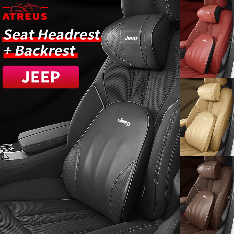 Bantal Sandaran Kepala Kulit Mobil Jeep Back Support Pillow Memory Foam Lumbar Pillow Bantal Leher Untuk Kompas Renegade2022 Willys Wrangler jk Cherokee xj