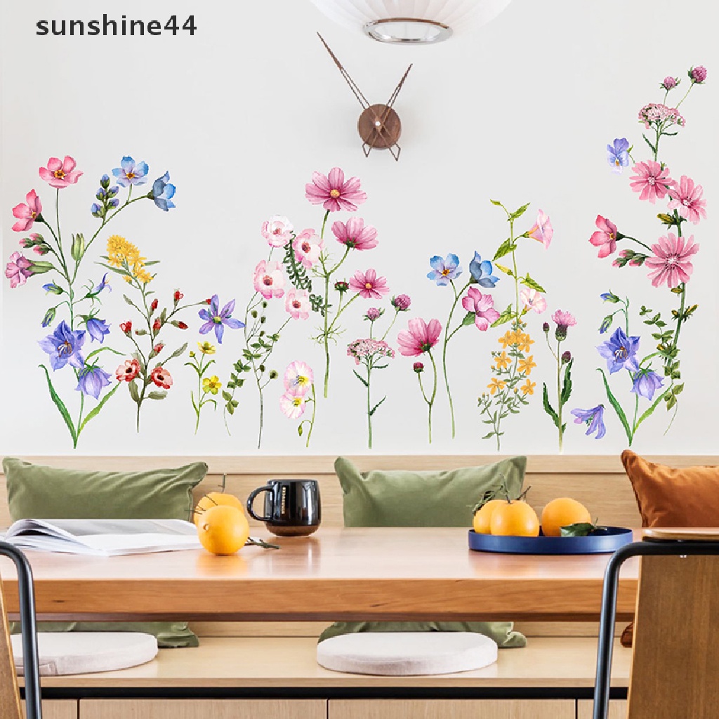 Sunshine Flowers Wall Stiker Dekorasi Kamar Rumah Poster Kamar Tidur Perekat Stiker Dinding ID