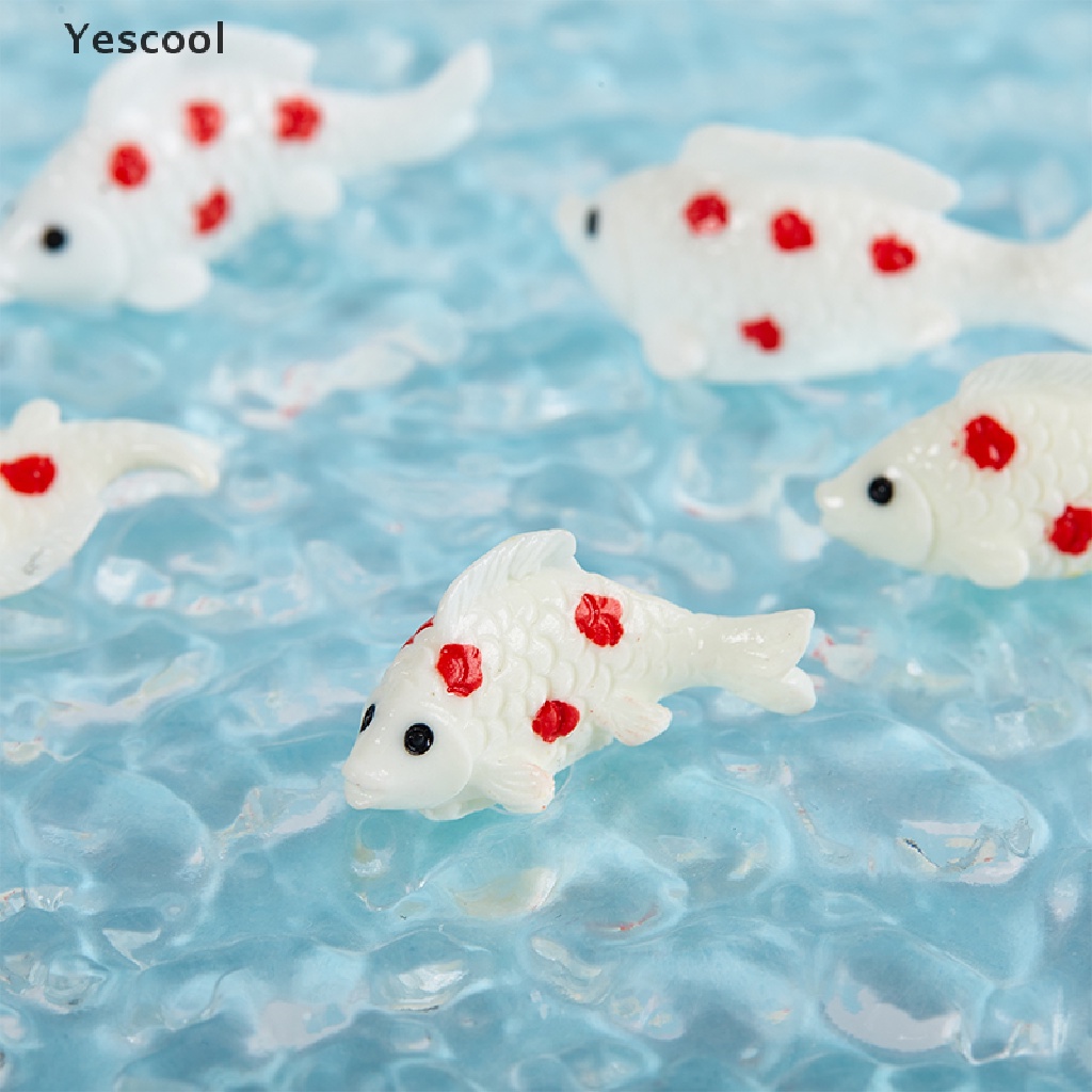 Yescool Hias Teratai Ikan Warna-Warni DIY Miniatur Ornamen Lanskap Mikro Mini ID