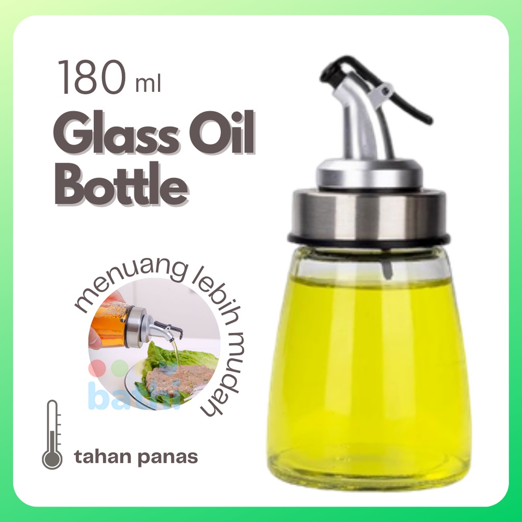 Botol Minyak Kaca Penyimpanan Kecap Olive Oil Dispenser Gelas Tahan Panas 180ml