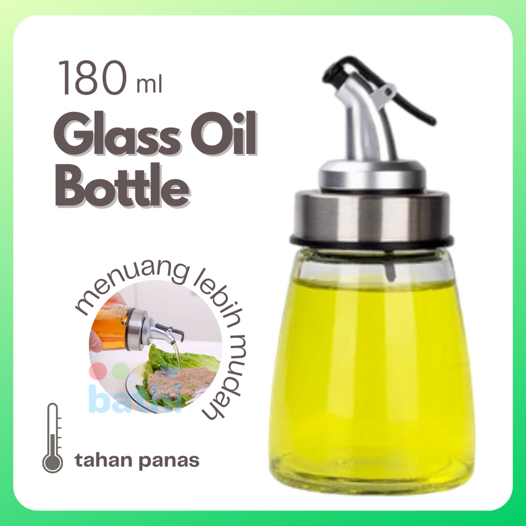 Botol Minyak Kaca Penyimpanan Kecap Olive Oil Dispenser Gelas Tahan Panas 180ml