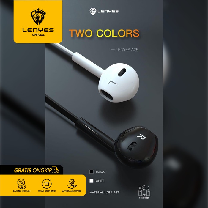 Headset Bluetooth Sport LENYES A25 Hifi Stereo Bluetooth 4.2 Wireless - Hitam handsfree earphone ear in ear bud microphone kabel tanpa