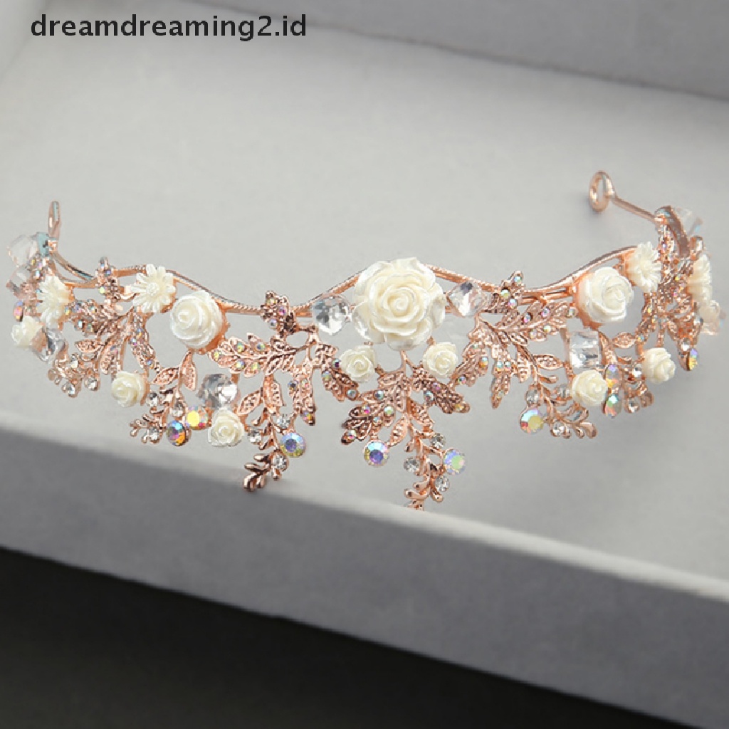 (hot) Kristal Tiara Emas Pernikahan Mahkota Baroque Berlian Imitasi Pengantin Rambut Mahkota Headband//