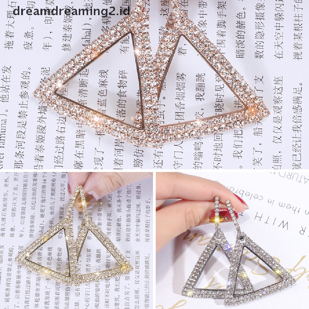 (hot) Anting Bulat Wanita Kristal Geometris Hoop Earrings Hadiah Perhiasan Pernikahan//