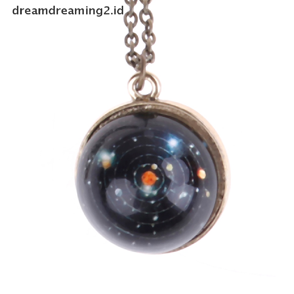 (hot) Kalung Tata Surya Liontin Galaxy Dua Sisi Pendant Universe Jewelry//