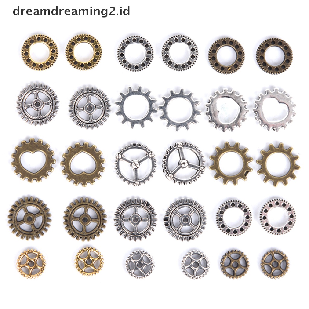 (hot) 100 Pcs Antik Steampunk Mini Roda Gear Ch Liontin DIY Membuat Perhiasan Craft//