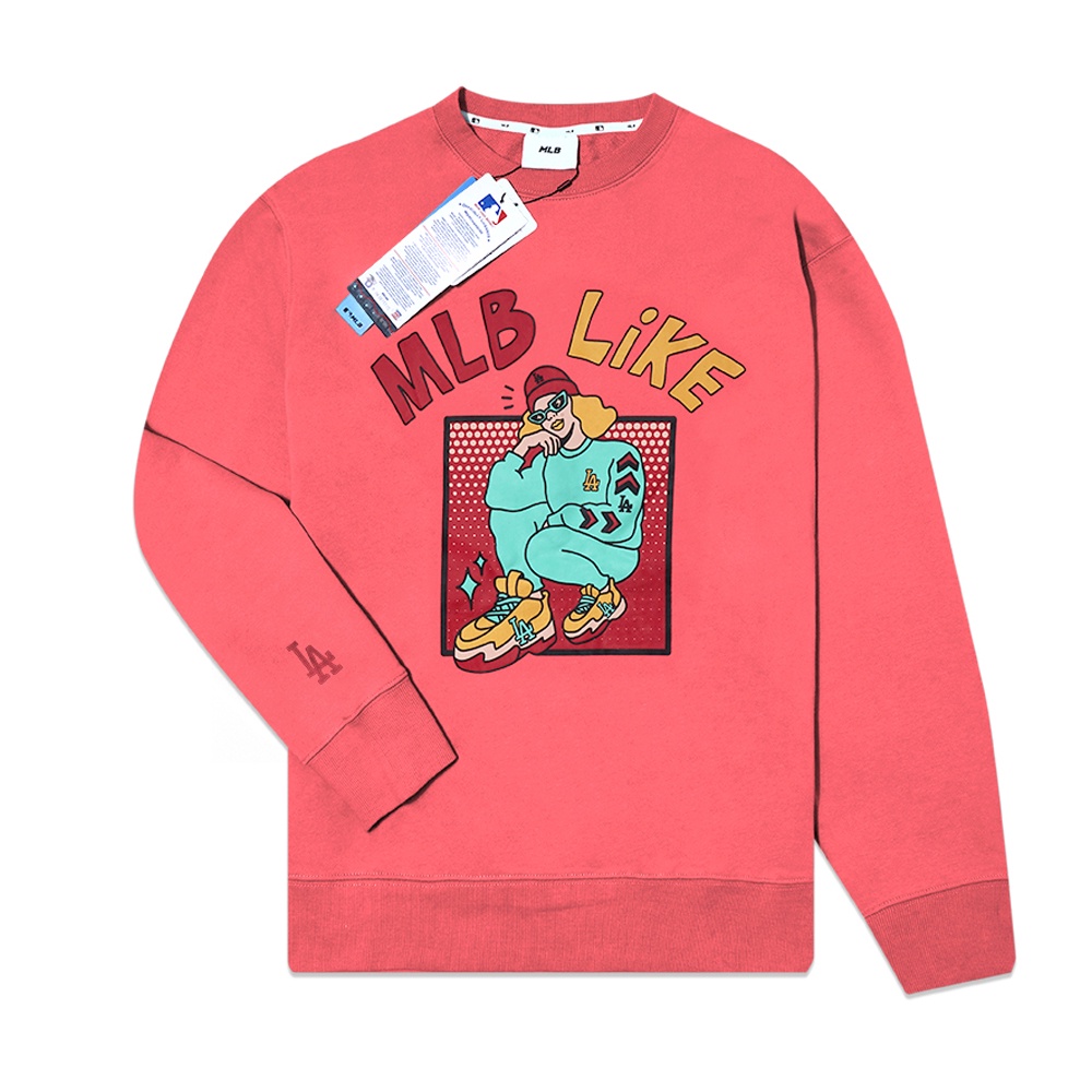 M7B Like LA Dodgers Cartoon Overfit Sweatshirt Pink