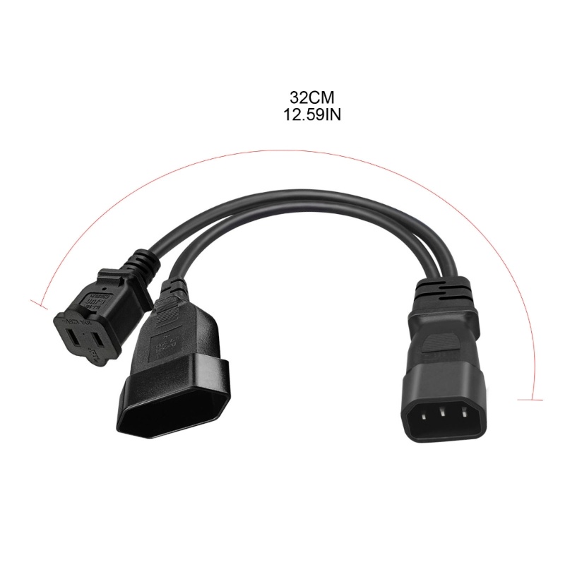 Zzz 3-Terminal IEC320-C14 to 1-15R +EU4 Kabel Listrik 0mm Male to Female Cord Wire Line