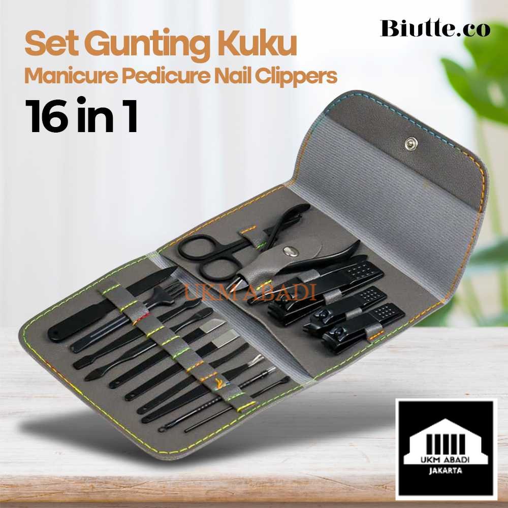 Alat Set Gunting Kuku Manicure Nail Clippers Pedicure Kit 16 in 1 TCT16