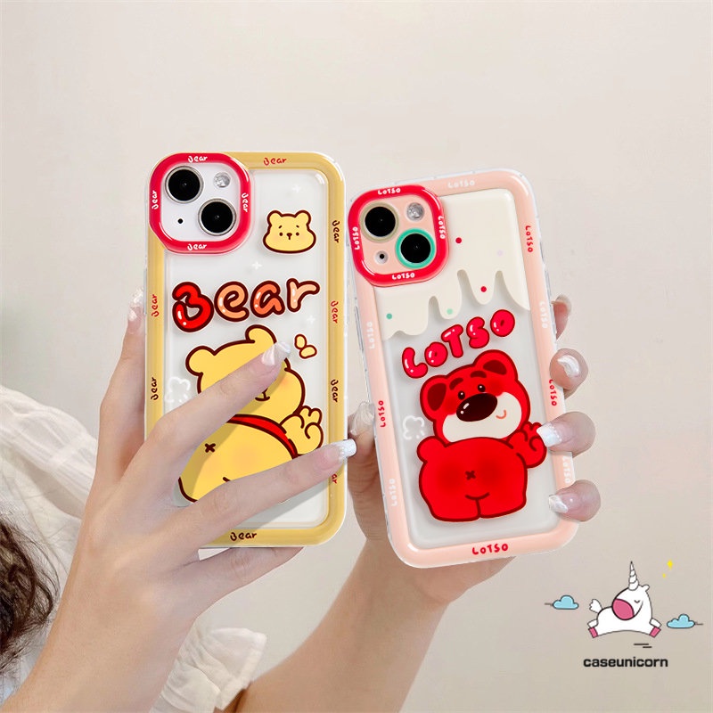 Vivo Y16 Y02s V25E Y36 Y20 Y02 Y35 Y21 Y12 Y33s Y22 Y15s Y11 Y91 Y20i Y15 Y17 Y12i Y50 Y15A Y30 Y91C Y12s Y21s Y93 Y95 Y22s Beruang Strawberry Lucu Manyo Winnie the Pooh Airbag Case