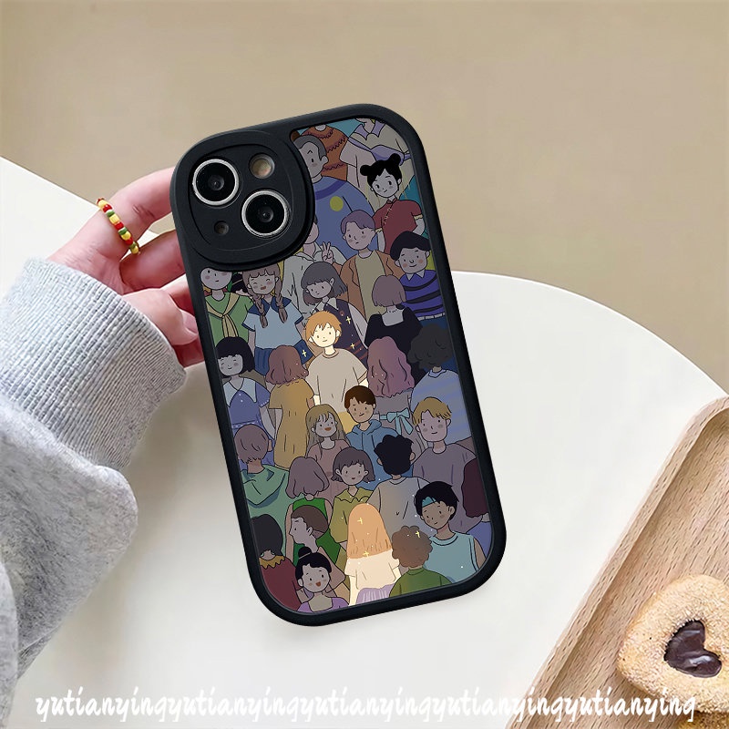 IPHONE Kartun Pasangan Anak Laki-Laki Perempuan Lovers Case Kompatibel Untuk Iphone11 12 14 13 Pro Max X XS XR Max7 8 6 6s Plus SE 2020 Lembut Tpu Phone Cover